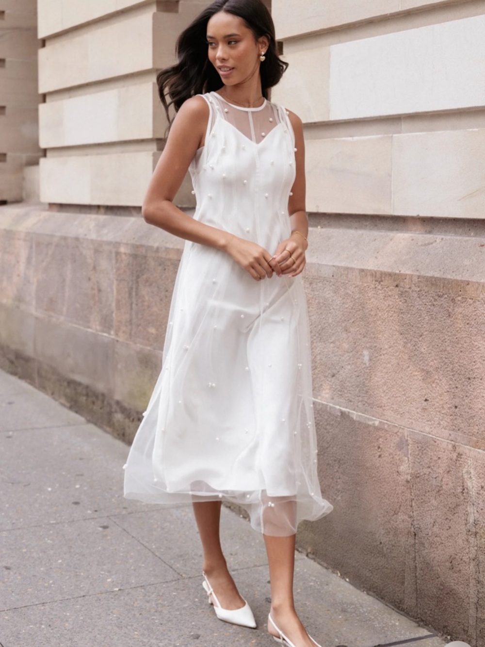 Petal & Pup Yulia Pearl Midi Dress